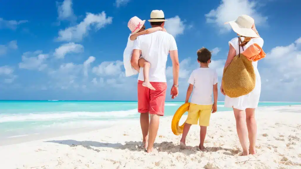 family on the beach