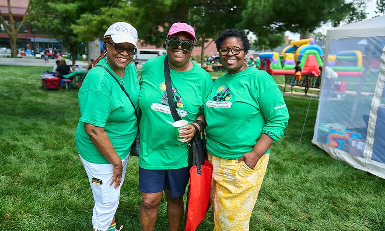 three women smiling